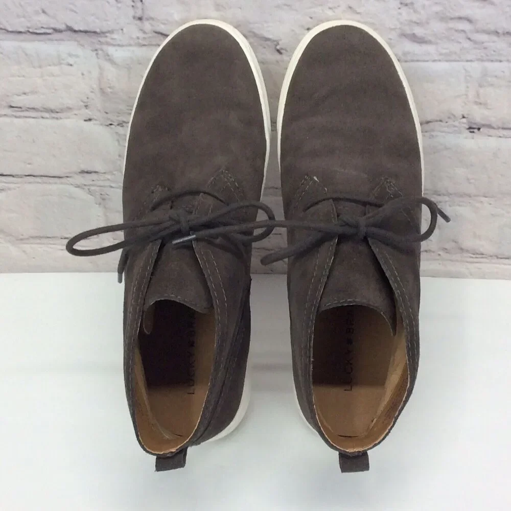 Lucky Brand Lorelle Chukka Ankle Sneakers Men's Sz 9M Gray Suede Leather Lace Up